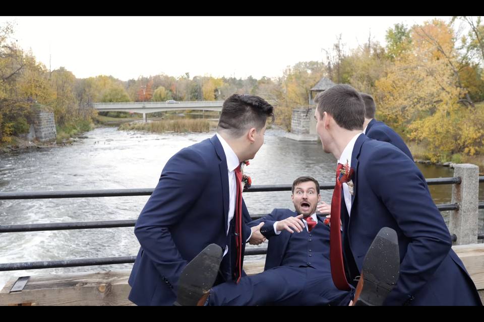 Supportive groomsmen