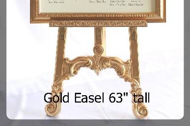 Gold easel 63 inches tall with frame. Jpg