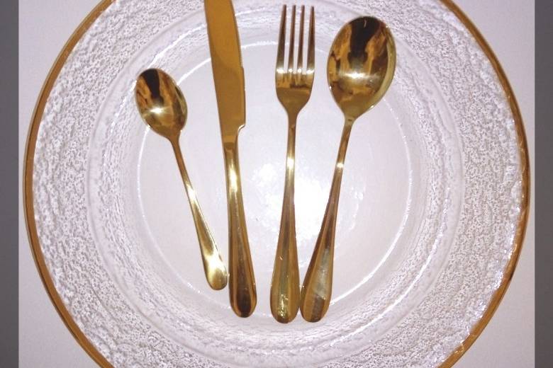 Gold rimmed charger plate