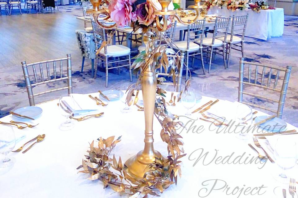 Gold Candelabra with tapers