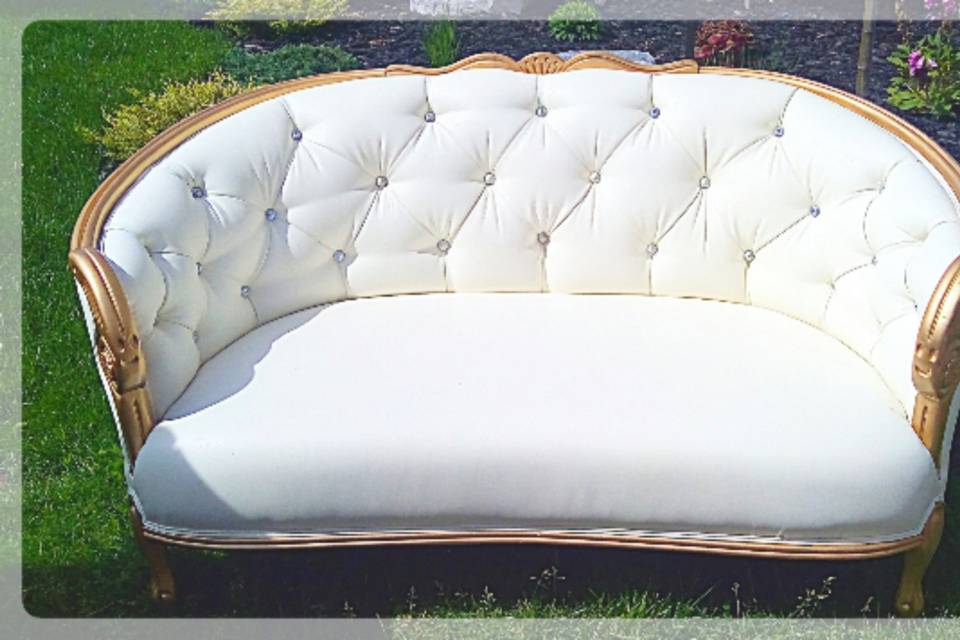Crystal studded sofa with gold
