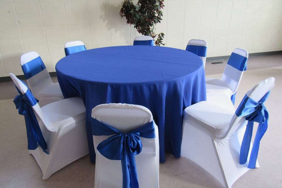 White spandex chair covers