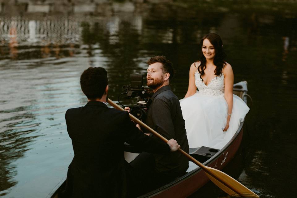 Filming in a canoe!