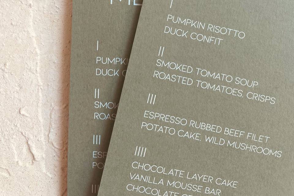 Bespoke menus