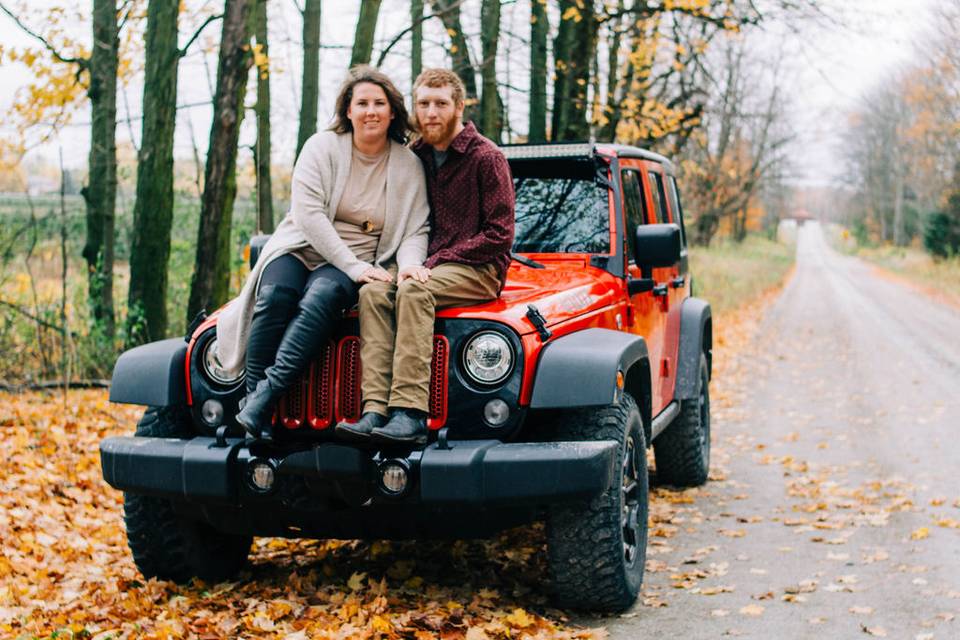 Red jeep for off road