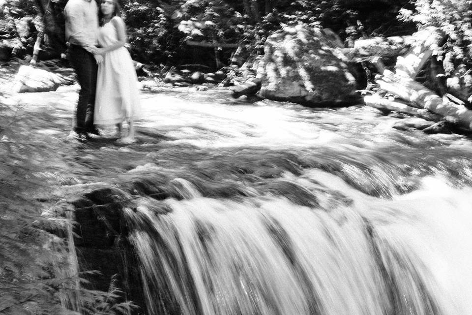 Black & White Waterfall Love