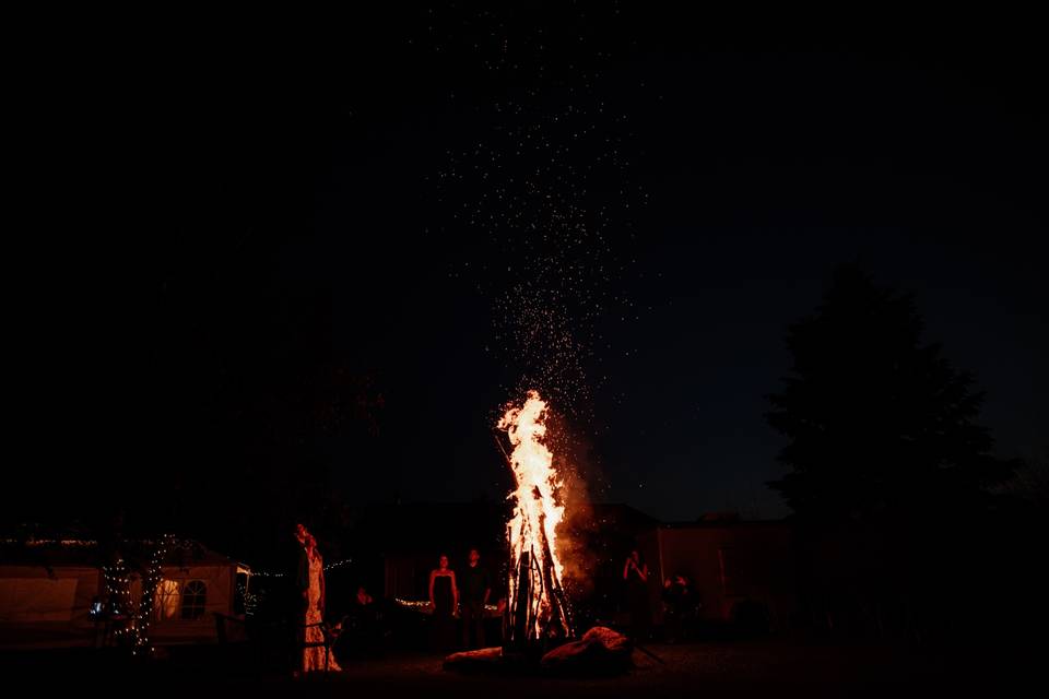 Wedding reception bonfire