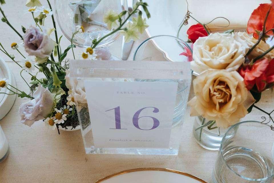 Menus and Table Numbers