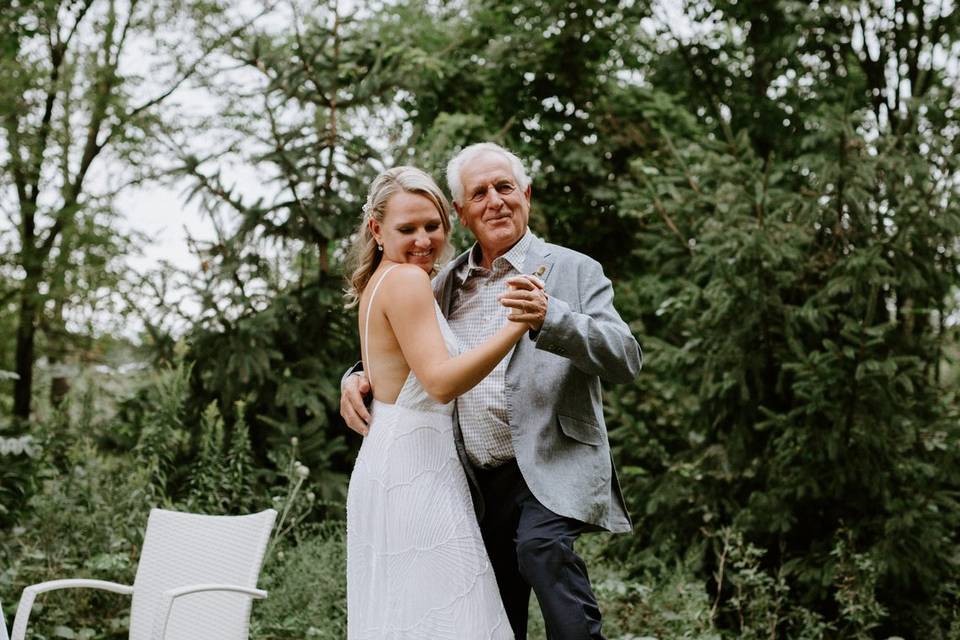 A grandpa/granddaughter dance