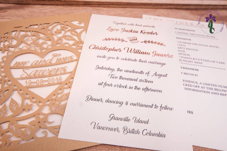 Gold foil stamping invitation