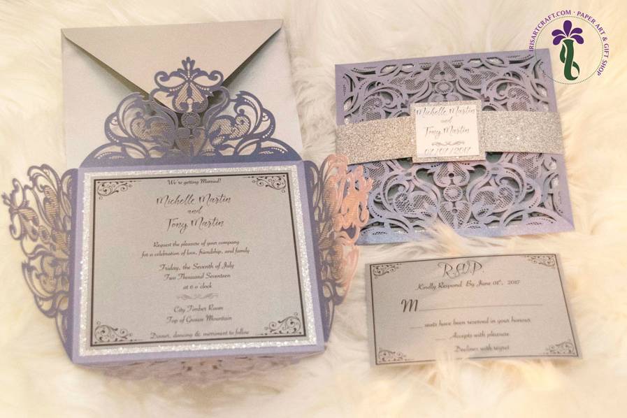 Lavender laser cut invitation