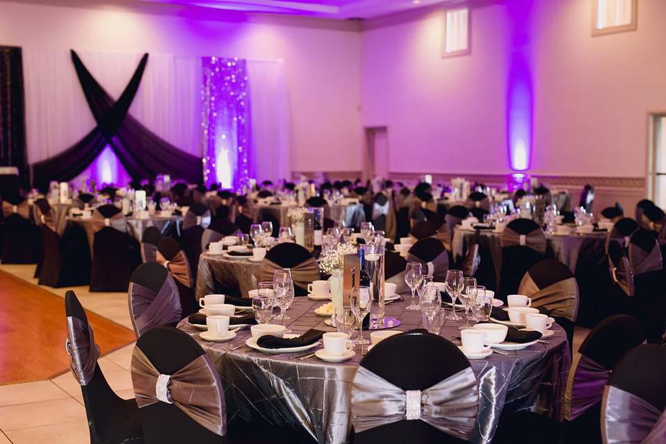 Black and silver event decor