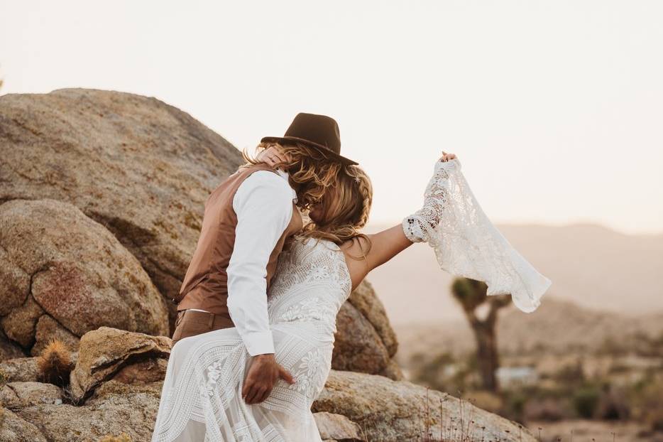 Dipping his bride