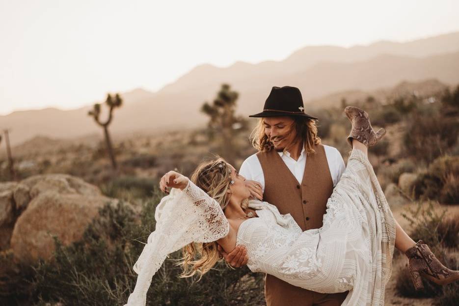 Dipping his bride