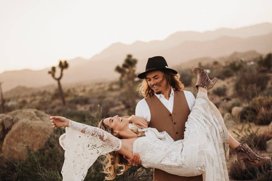 Carrying his bride