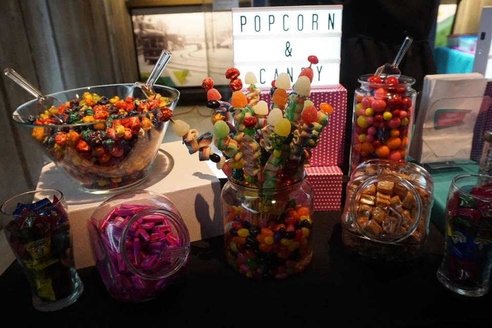 Candy and popcorn set up
