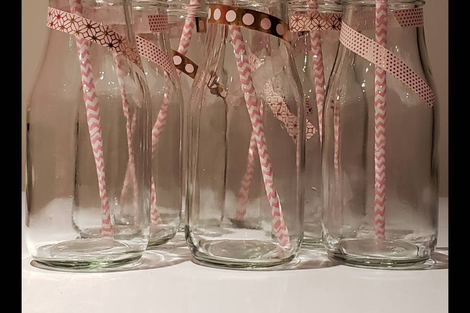 Pink and Gold Milk Bottles
