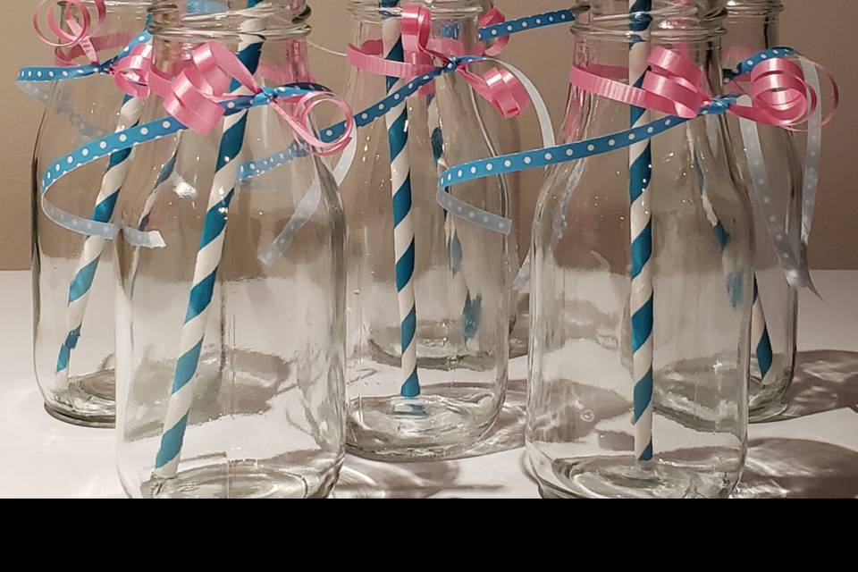 Pink and Blue Milk Bottles