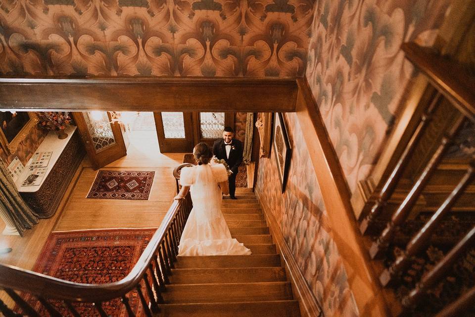 Coming down the stairs