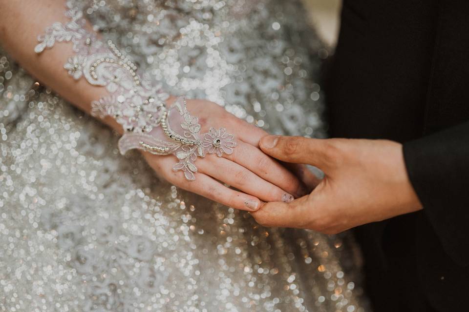 Handmade bridal dress detail