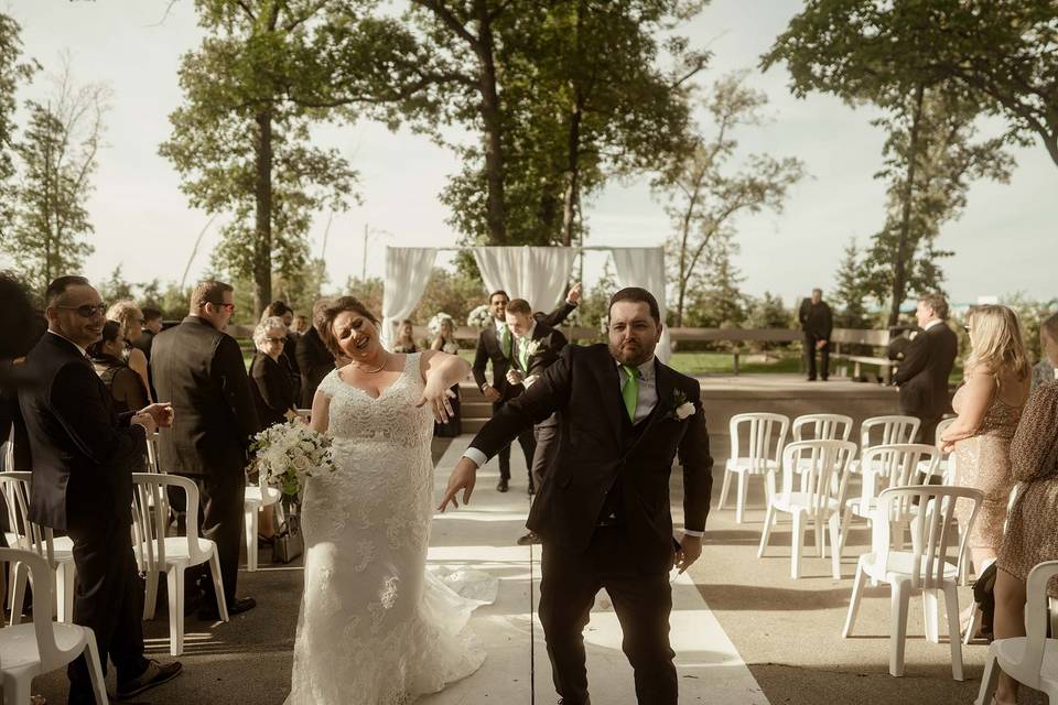 Bride and groom exit