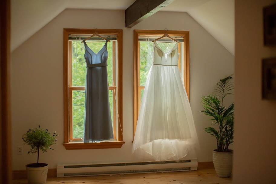 Bride and bridesmaid dress
