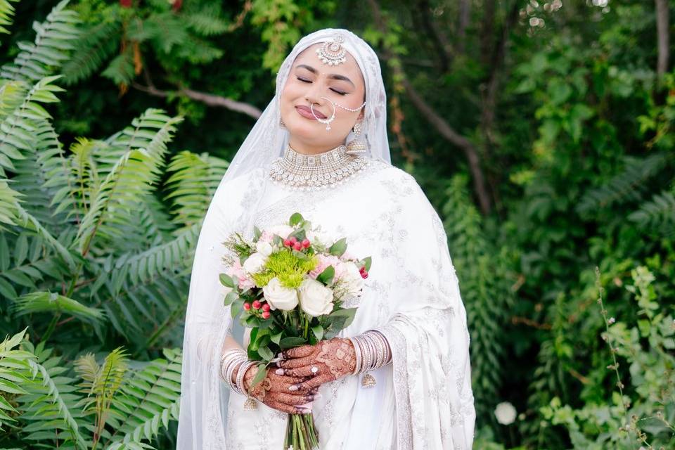 Holding bouquet