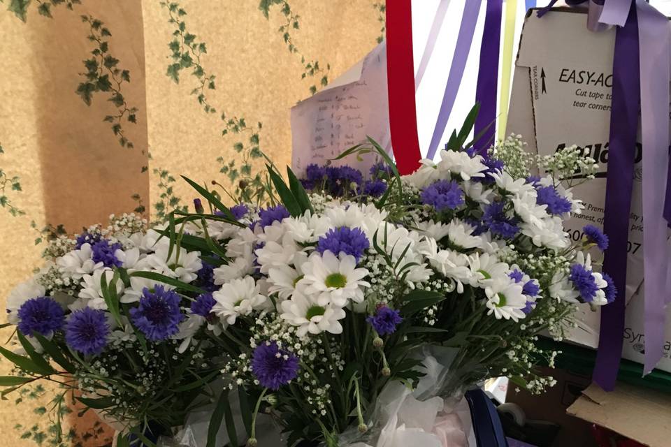 Daisies and delphinium Bouquet