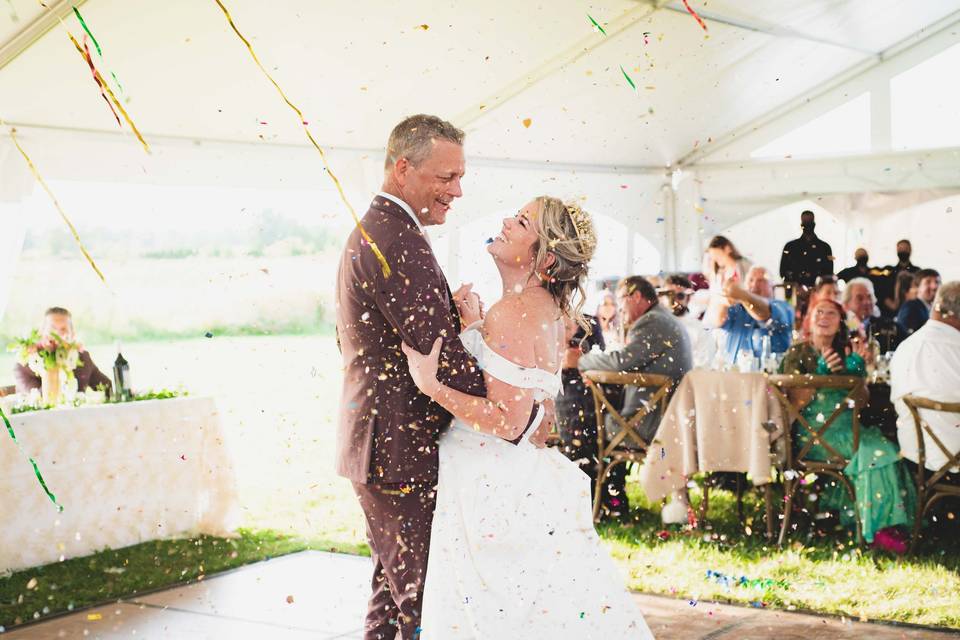 Confetti filled first dance