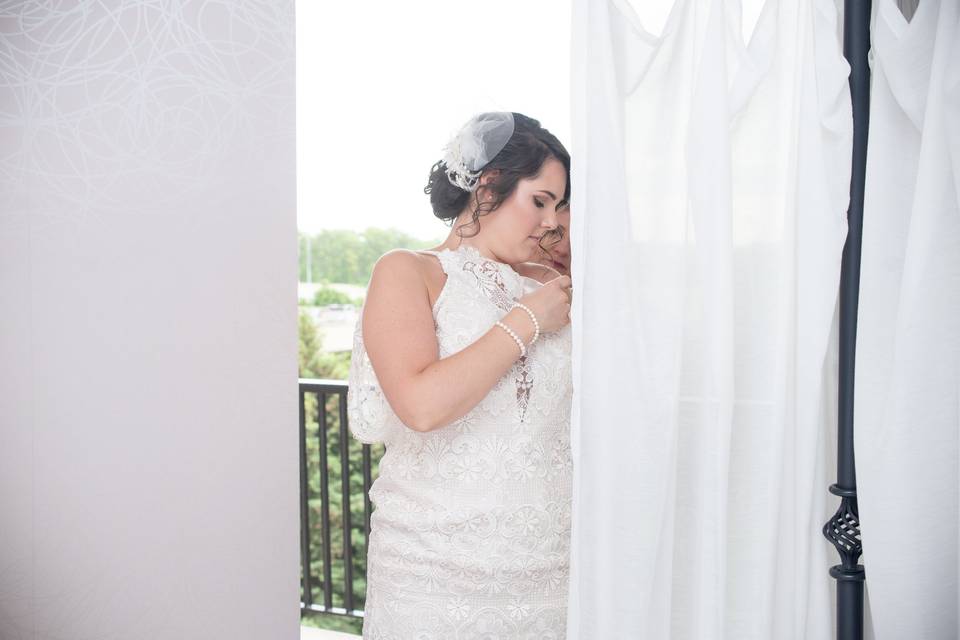Putting on the dress