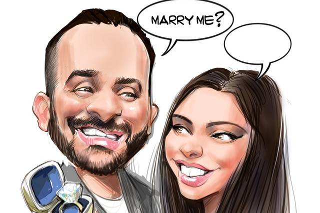 Wedding Proposal Caricatures