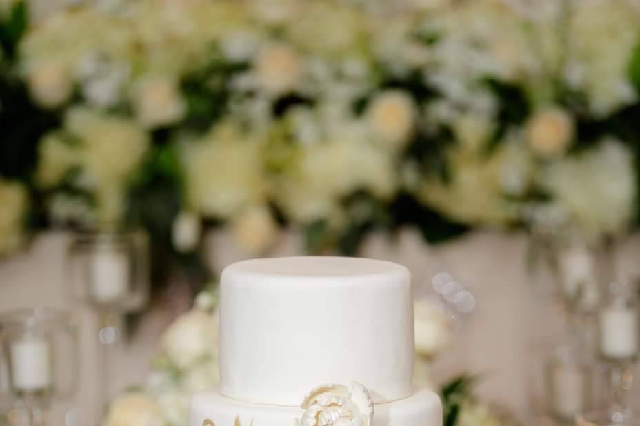 White floral wedding cake