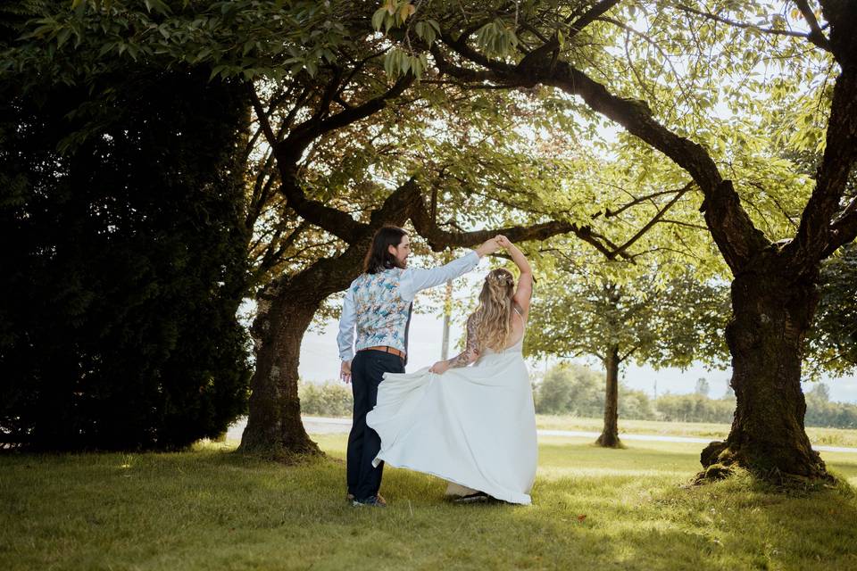 Under the cherry trees