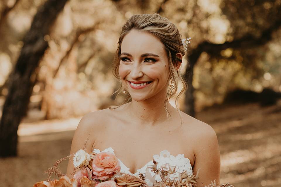 Updo with wispy curls