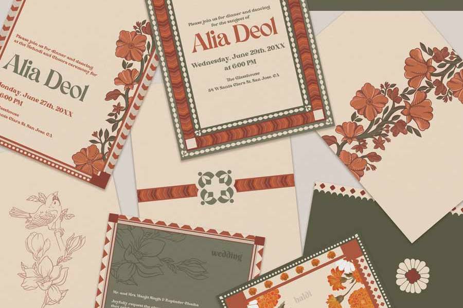 Retro Wedding Invitation Set