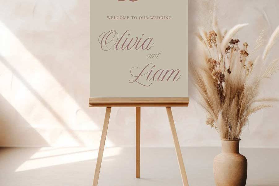 Floral Wedding Welcome Sign