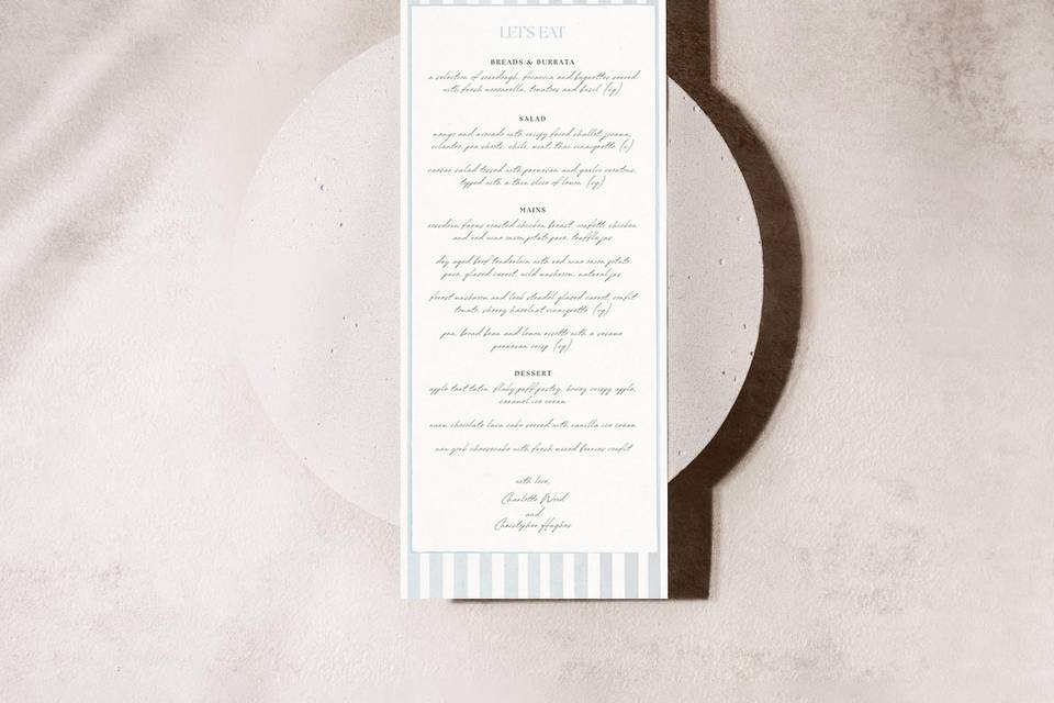 Striped Menu