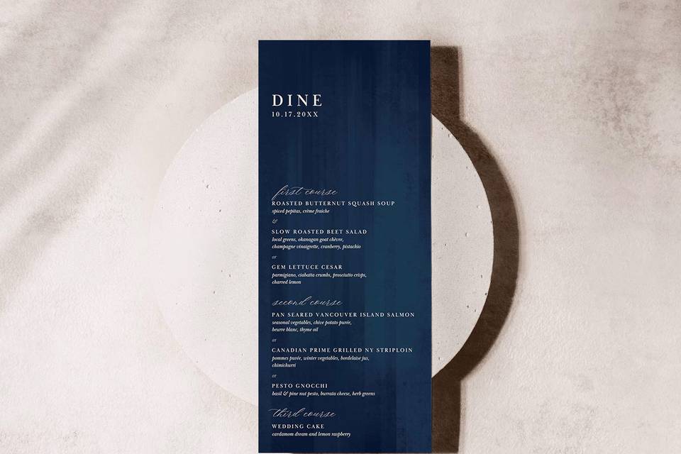 Modern Minimalistic Menu