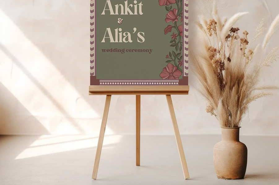 Retro Floral Welcome Sign