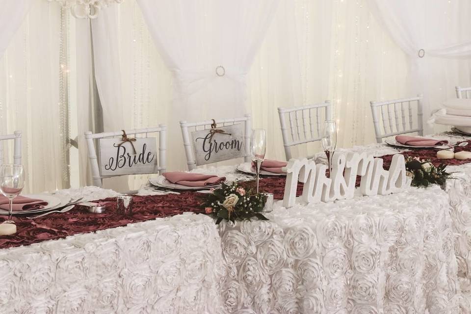 White Rosette Table Covers