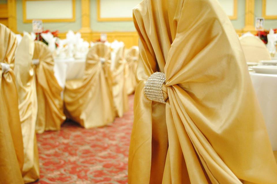 Gold Satin Chair Covers