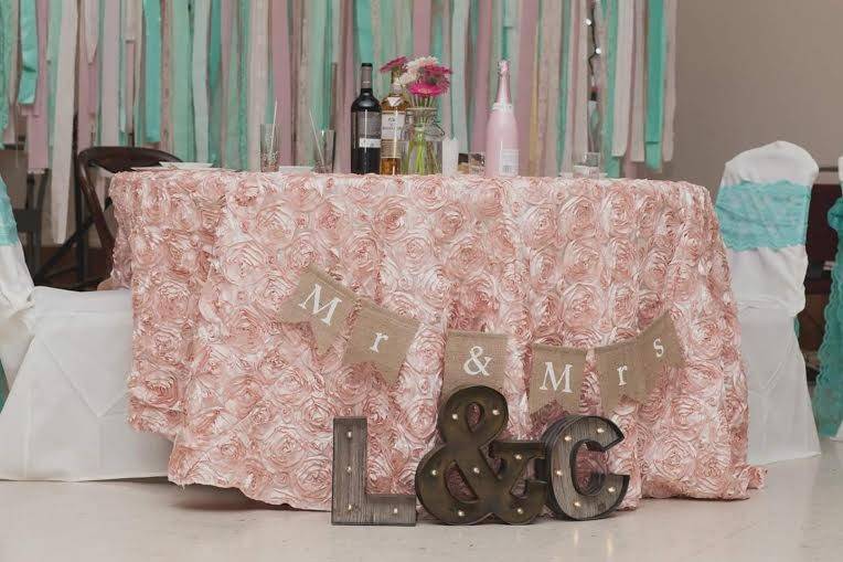 Blush Rosette Table Cover