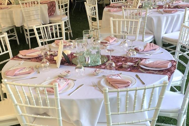 White Rosette Table Covers