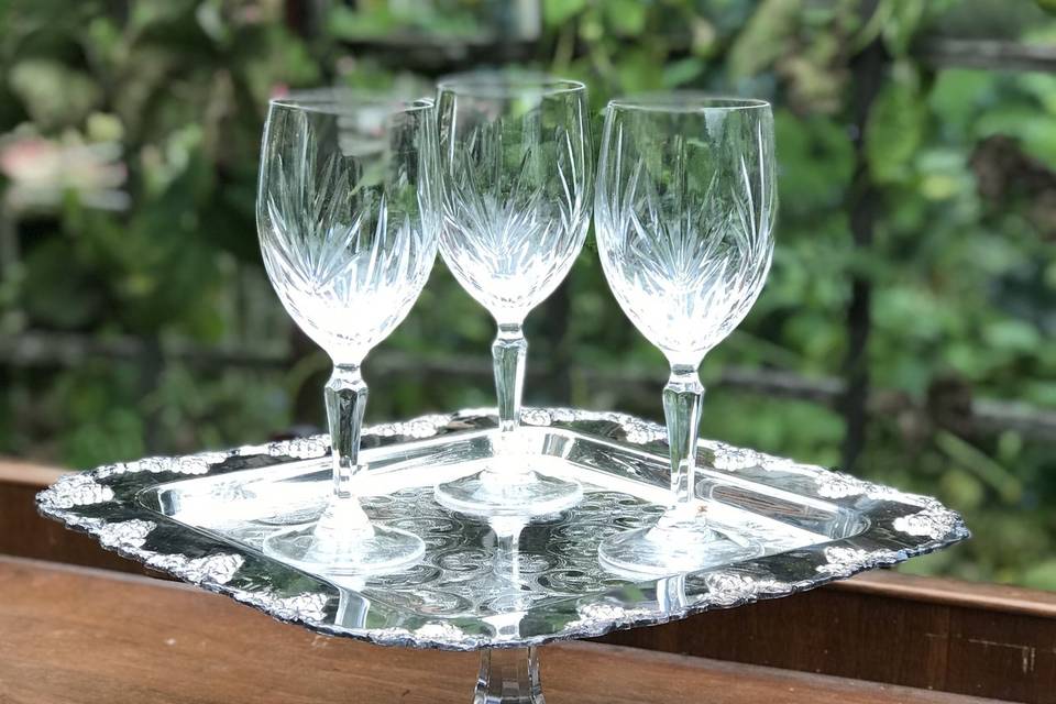 Trays and WIne Glasses
