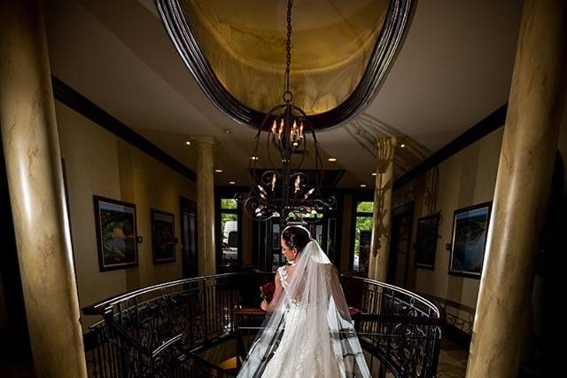 Dramatic lobby staircase