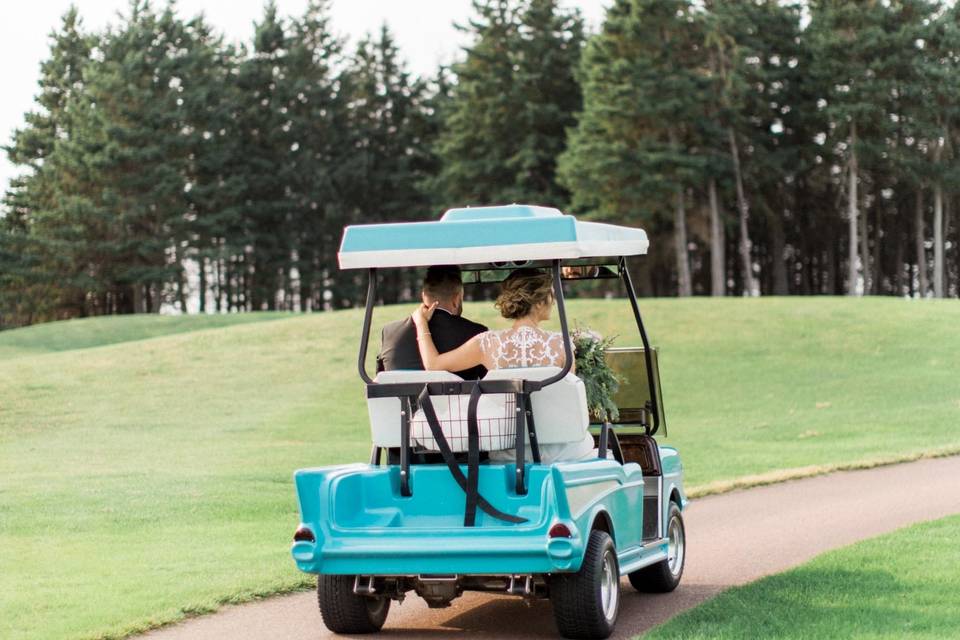 Vintage golf cart drive