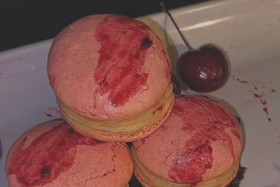 Lemon cherry macarons