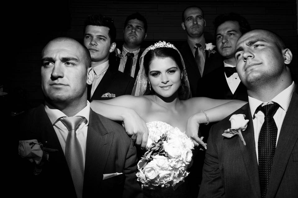 Bride with Groomsmen