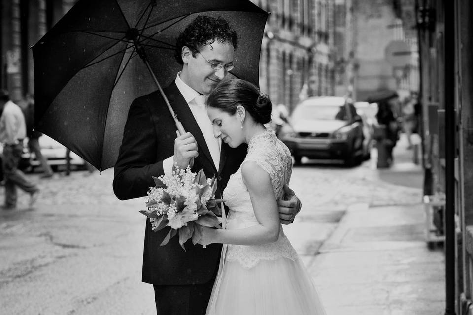 Rainy Day Wedding Photo