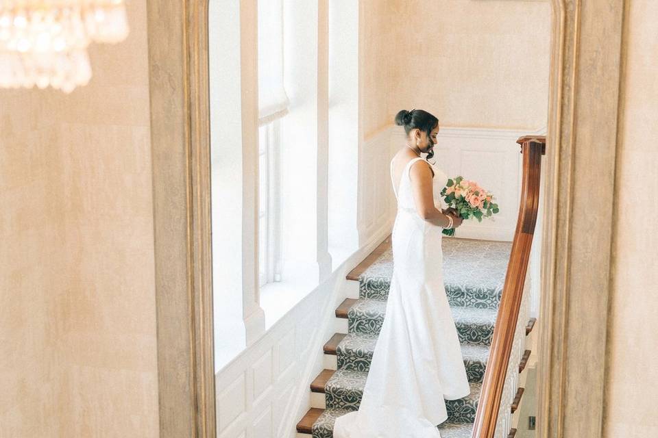 Bride on stairs